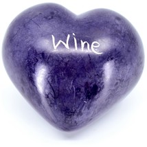 Vaneal Group Hand Carved Soapstone Whine/Wine 2-Sided Purple Heart Paperweight - £7.95 GBP