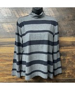Talbots Top Shirt Woman Large Black Gray Striped Long Sleeve Sweater Kni... - $238.17 MXN