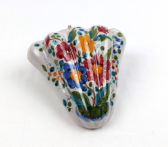 Deruta Italian pottery wall pocket S Volpi small floral ceramic wall vase vtg - £49.04 GBP