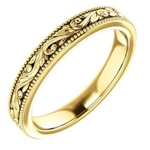 Authenticity Guarantee 
14k Yellow Gold Design Engraved Wedding Band - £342.92 GBP+