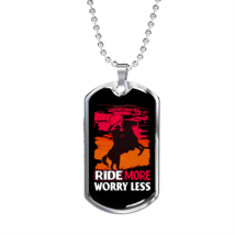 Ride More Horse Necklace Stainless Steel or 18k Gold Dog Tag 24&quot; Chain - £38.05 GBP+