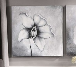Orchid Stretched Canvas Print Framed Black & White 23" x 23" Flower Wall Art 