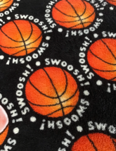 Basketball Fleece Fabric Swoosh Black Orange Craft Quilt 46 x 35 Remnant 1+ Yard - £7.74 GBP