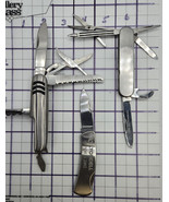 3 Assorted Stainless Steel Multi Blades Folding Pocket Knives Vintage - $29.95