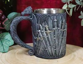 Ebros Medieval Dragon Iron Throne Swords Coffee Mug Drinking Stein Tanka... - $38.99