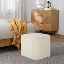 Lifestyle Solutions 18” Warren Ottoman Square Elegant Boucle,, Snow White Ivory - £52.50 GBP