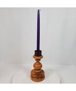 Vintage Wood Candle Holder ART 9 Inch Tall (w/ purple candle) - $723.31 MXN