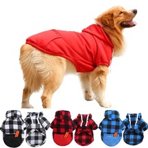 Plaid Big Dog Sweatshirt Pet Dog Clothes for Medium Large Dogs Labrador Hooded w - £20.44 GBP+