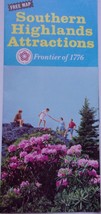 Vintage Southern Highlands Attractions Frontier of 1776 Map Brochure 1976  - £3.91 GBP