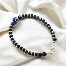 Real Silver Nazariya with Evil Eye Black Blue Eye Baby Bracelet 5.2&quot; - $530.63 MXN