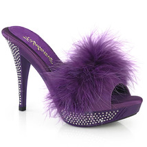 Fabulicious ELEGANT-401F Women&#39;s 4&quot; Heel Platform Marabou Fur Slipper Shoes - £53.69 GBP