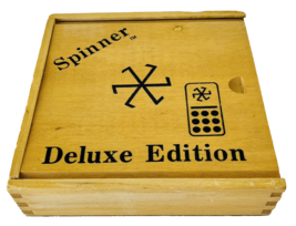 Spinner Game in Wood Box Complete 66 Dominoes + Instructions Deluxe Vint... - $48.37