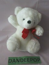 Kellogg's Vintage White Bear Stuffed Animal With Red Bow 9" - £15.52 GBP