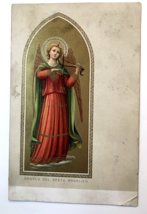 Antique PC Angel Playing Violin Red Dress Angelo Del Beato Angelico - £7.81 GBP