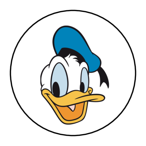 30 DONALD DUCK STICKERS ENVELOPE SEALS LABELS 1.5" ROUND CUSTOM MADE
