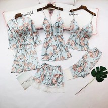 5-Piece Satin Floral Pajama Sets - £75.92 GBP