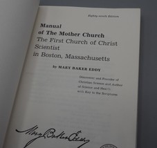 Church Manual Of The First Church OF Christ Scientist: Mary Baker Eddy 89th. Ed. - £8.50 GBP