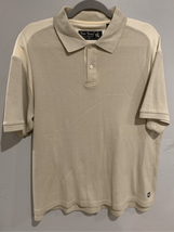 NAT NAST 2 Tone Polo Shirt-Khaki Silk/Cotton Short Sleeve EUC Mens Medium - $8.79