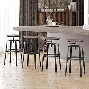 28-32 Inch Adjustable Height Swivel Bar Stool?Set Of 4 Bistro Seats With... - £174.16 GBP