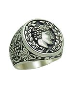 Sommelier Silver 925 Men Ring Dionysus Bacchus Wine God Signet Mythology... - $147.00