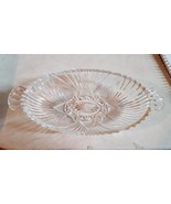 Anchor Hocking 1960 Vintage Clear Cut Glass Two Handle Oval Relish or Ca... - $15.00