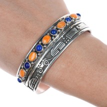 6.5&quot; David Reeves Navajo Sterling lapis, and spiny oyster bracelet - $490.05