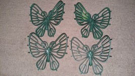Four Vintage 1977 Burwood Mint Green Resin BUTTERFLIES Sculptural 3D Wall Art 6&quot; - £35.80 GBP