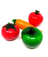 4 Glass Fruit 2 Apples Carrot Tomato Stage Kitchen Home Display Decor US... - £11.05 GBP