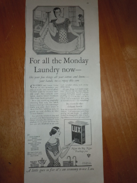 Vintage Lux Laundry Soap Print Magazine Advertisement 1925 - $4.99