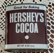 Vintage Hershey's® Cocoa Metal 8-oz Tin w/Lid ~ Classic Hershey's® Design - £20.46 GBP