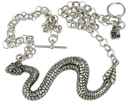Sneaky Snake Rattle Serpent Fine Sterling Silver Chain Necklace 925 Femme Metale - £159.24 GBP