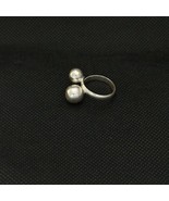 Ring Double Ball Silver Sterling Adjustable Twist Balls Plain Open Band ... - £21.23 GBP
