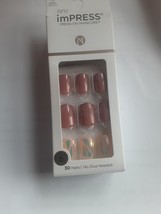 NEW! KISS imPRESS Press-On Nails Manicure Kit Set Short “Miracle” Pink 8... - $120.22 MXN