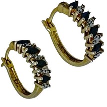 vintage Ross Simons sapphire gold tone hoop earrings - £39.82 GBP