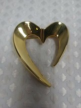 Vintage Gold Tone Large Abstract Open Broken Heart Brooch Pin 2&quot; - £6.12 GBP