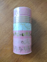 Washi Tape Set, 6 Rolls, Pink Flamingo, Pink Gold Craft Tape image 2