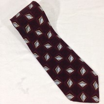 Zianetti Mens Silk Neck Tie Abstract Blocks Maroon 58&quot;L x 3.75&quot; NWOT - £7.58 GBP