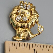 Rhinestone Brooch Pin Lion King Rhinestone Crown Vintage READ  - £30.22 GBP