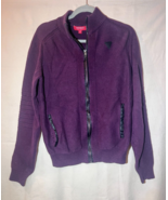 Guess Womens Sweater Jacket Size L Maroon Purple Full Zip Mock Neck Logo... - $33.83 CAD