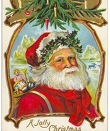 Santa Claus in Red W/ Icebergs, Christmas Tree Antique Christmas Postcard - $15.00