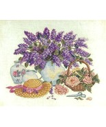 Eva Rosenstand Counted Cross Stitch Lilacs &amp; Hat 20 x 16 Clara Weaver Wi... - £78.82 GBP