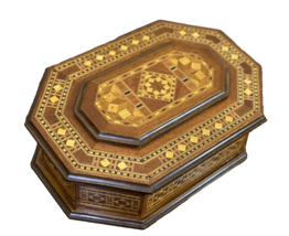 Handmade Wooden Box Wood Jewelry Box Storage Wooden Box Marquetry Mosaic Inlay - £315.74 GBP