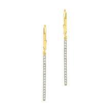 10k Yellow Gold Womens Round Pave-set Diamond Stick Dangle Earrings 1/4 Cttw - £205.51 GBP