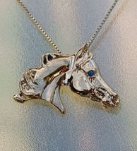 Arabian Horse Pendant w stone  &amp; chain. Artisan GoldNecklace Equestrian ... - £64.58 GBP