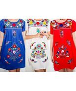 SHORT Womens S-XL Mexican Folklorico Tehuacan Puebla Floral Boho Dress T... - $38.61+
