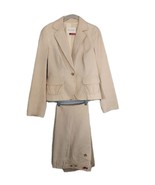 Banana Republic Y2K  2 Pc Womens Pant Suit Cream Pinstripe Wide Leg Sz 4 - $59.88