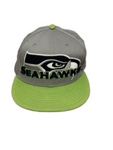 Seattle Seahawks Hat New Era Gray Green Snapback NFL Football Flat Brim Cap - £9.44 GBP