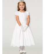Girls White First Communion Dress w/ Cotton Eyelet (179) - $197.69