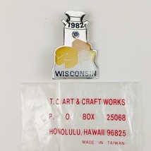 Vintage 1982 Wisconsin Cheese &amp; Cream Can Lions Club Metal Enamel Lapel Pin NOS - £4.70 GBP