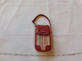 Longaberger Phone Case Wristlet Slides wallet purse Red Multi Striped Pr... - $23.16